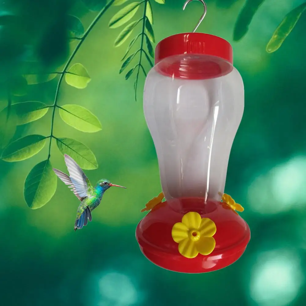 Plastics Bird Water Feeder Bottle Hanging Hummingbird Feeder Garden Outdoor Plastic Flower Iron Hook Bird Feeder Quick Delivery