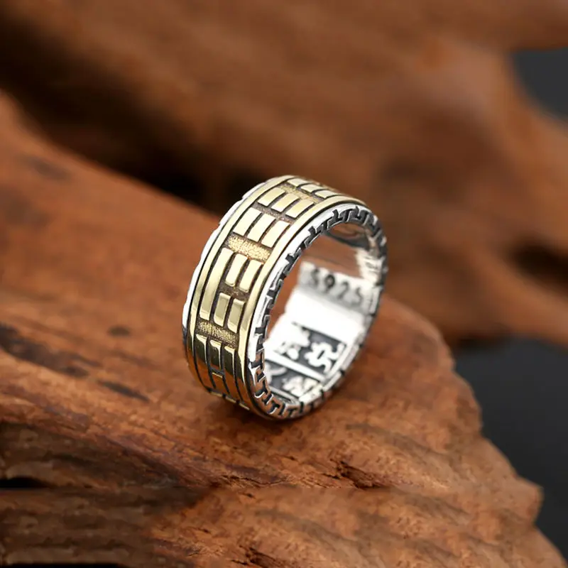 Кольцо из серебра 100% пробы в стиле панк 10 мм|real 925 sterling silver|engagement ring menengagement |