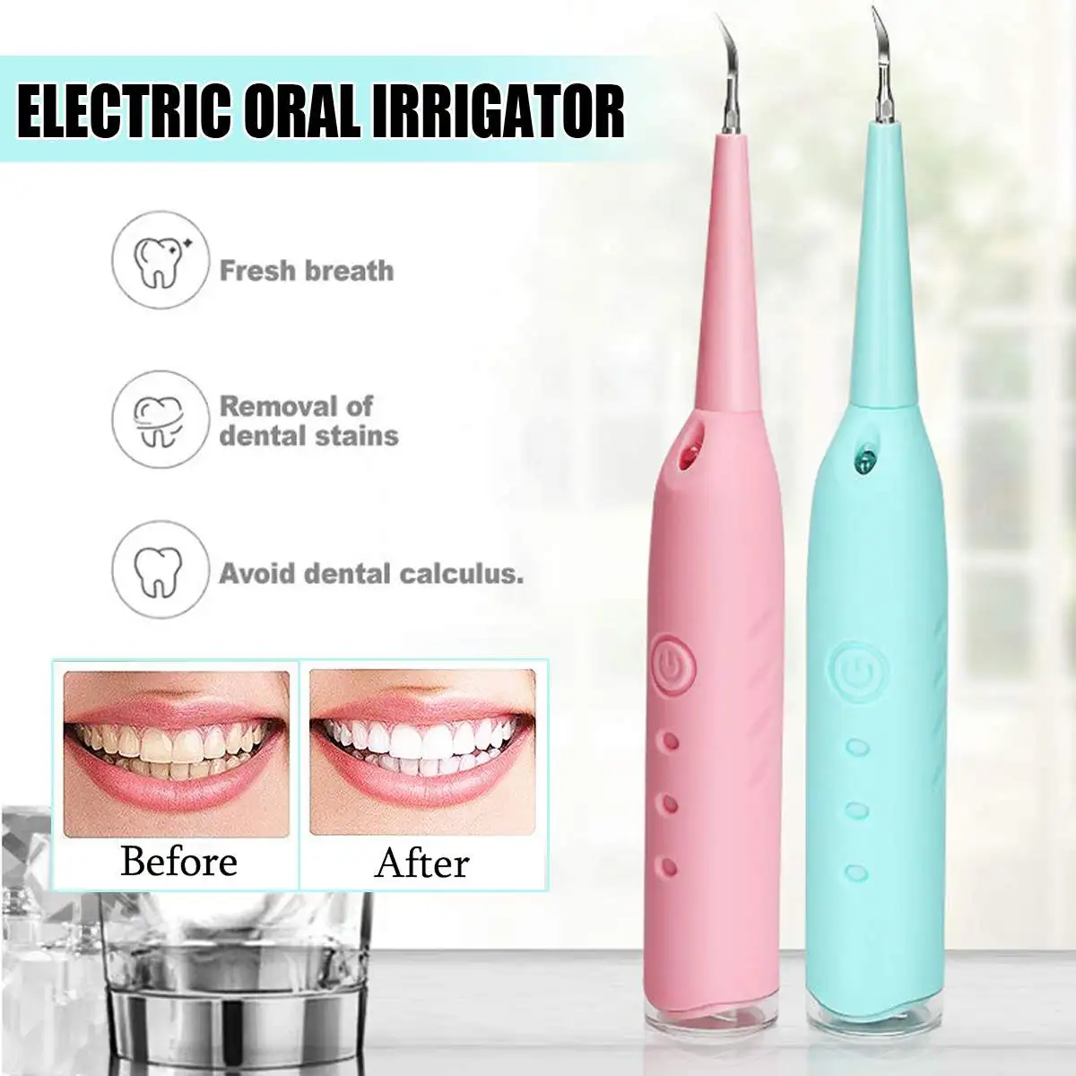 

Ultrasonic Dental Scaler Handpiece Cleaning Oral Irrigator Waterproof Electric USB Tooth Cleaning Instrument Tooth Whitening