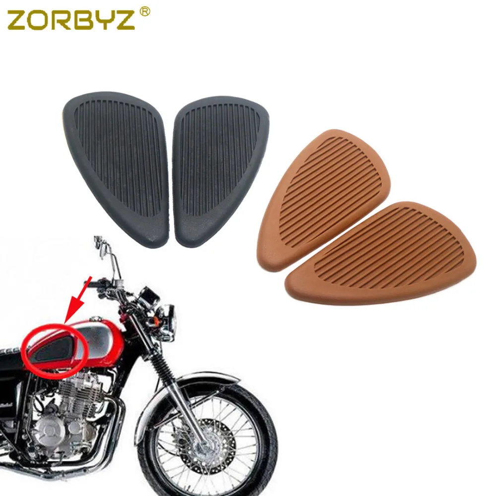 

ZORBYZ Motorcycle Vintage Rubber Gas Tank Traction Pad Side Fuel Knee Protector Sticker For Harley Honda