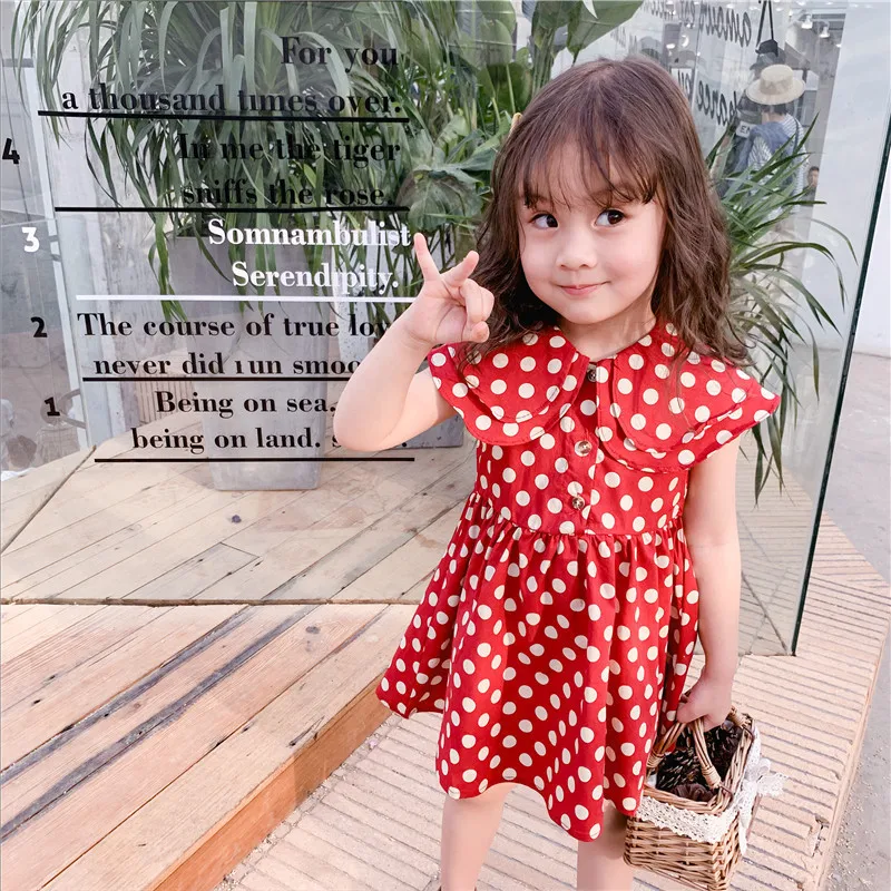 

Dulce Amor Girls Dress Fashion Girl Clothing 2019 Summer New Style Polka Dots Kids Dresses For Girls Sleeveless Ruffles Outfits