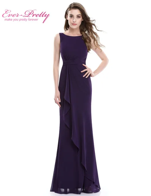 2018 Mermaid Purple Evening Dresses Long Sexy Formal Evening Gowns Ever Pretty HE08796 Women's Elegant Sleeveless Evening Dress. 1