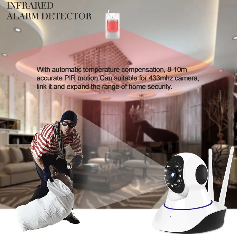 Наборы систем сигнализации HD 720P ip камера с датчиком движения PIR датчик дыма окна
