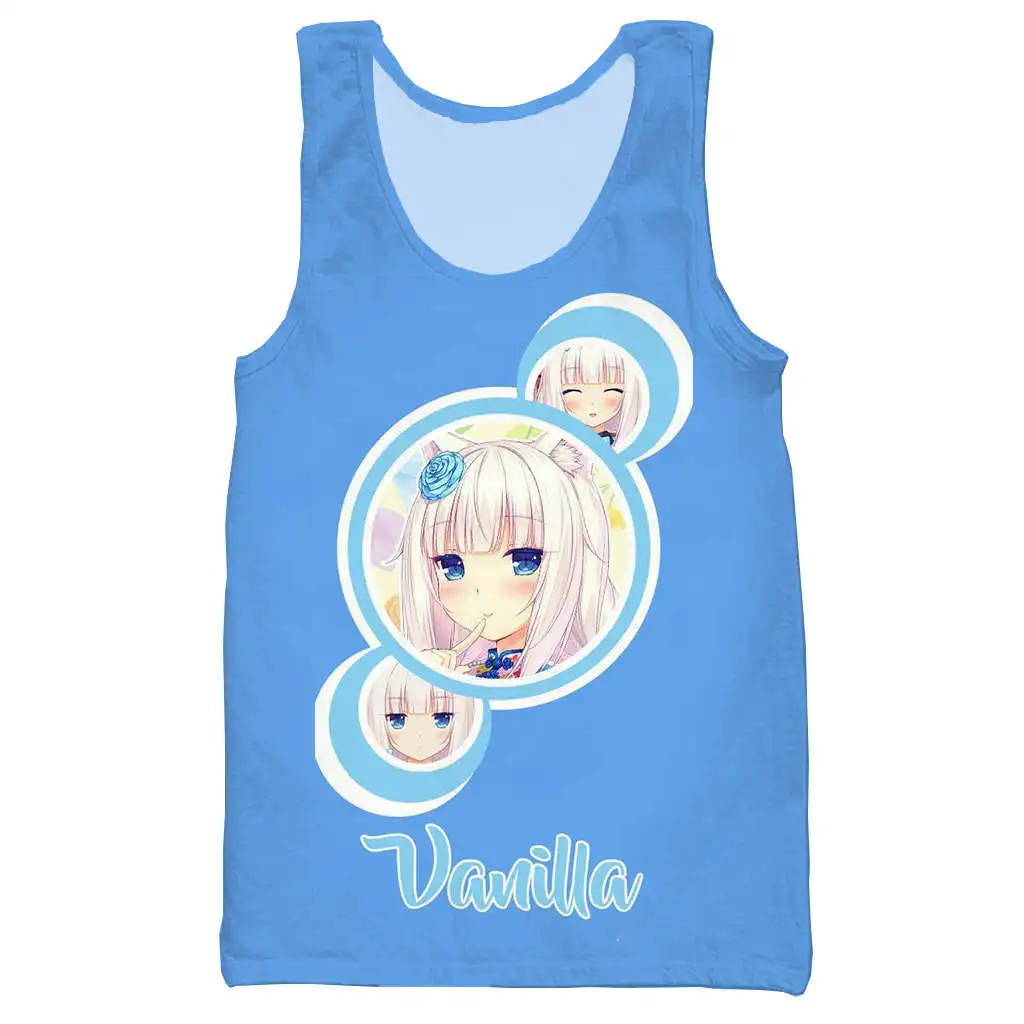 Nekopara Chocola ванильный 3D топ с принтом для мужчин модный летний на бретелях работы и