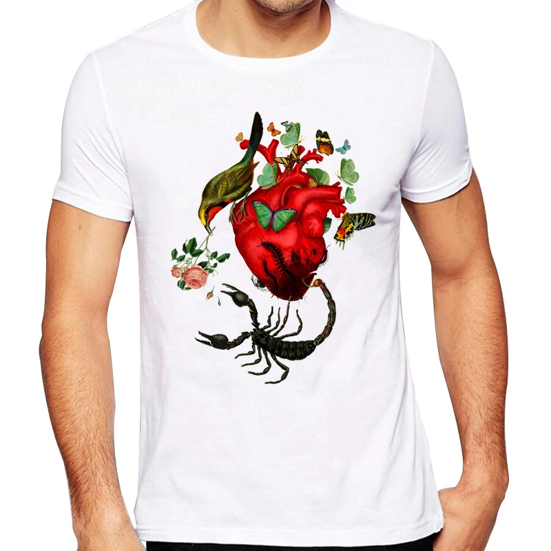 

Men's 2018 Fashion Heart Attack Design T Shirt High Quality Cool Tops Hipster Summer Tees