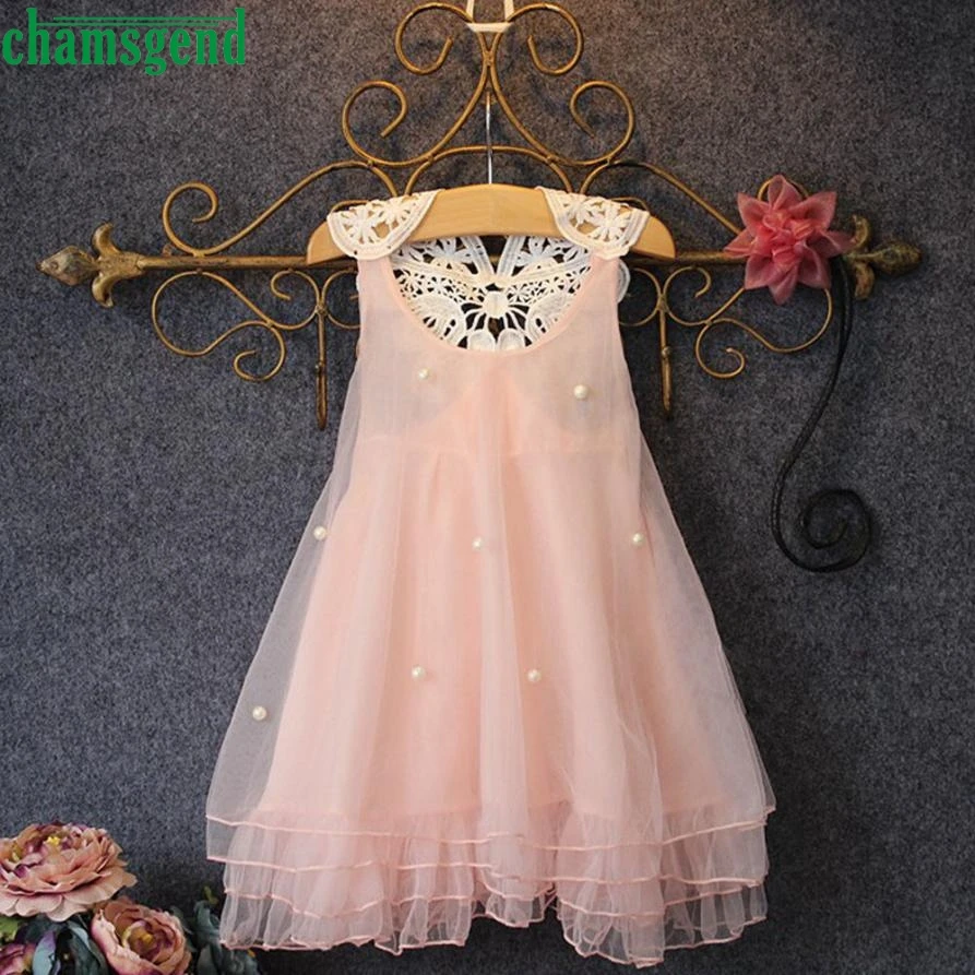 

CHAMSGEND Girl's Dresses Summer Fashio Baby Girls Pure Color Pearl Tutu Princess back gauze Dress may 25 P30