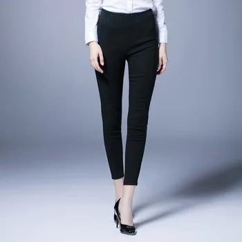 

2017 L-5XL Black Women's Pants Casual High Waist Pencil Pants For Female Elasticity Solid Bottom Trousers High Quailty