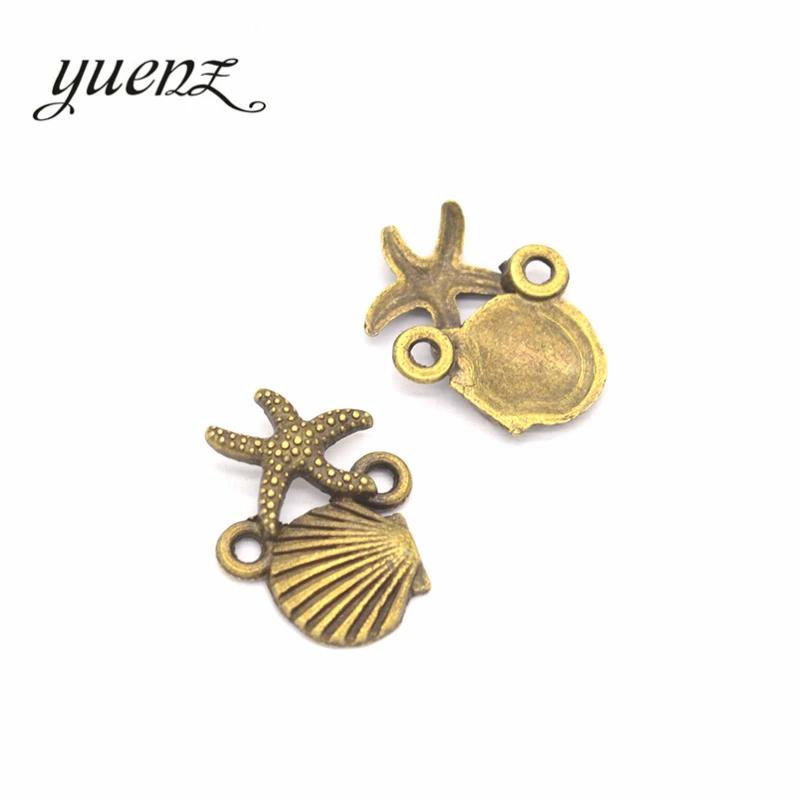 YuenZ 20 шт. 3 цвета античное серебряное животное Ракушки Морская звезда Подвеска для