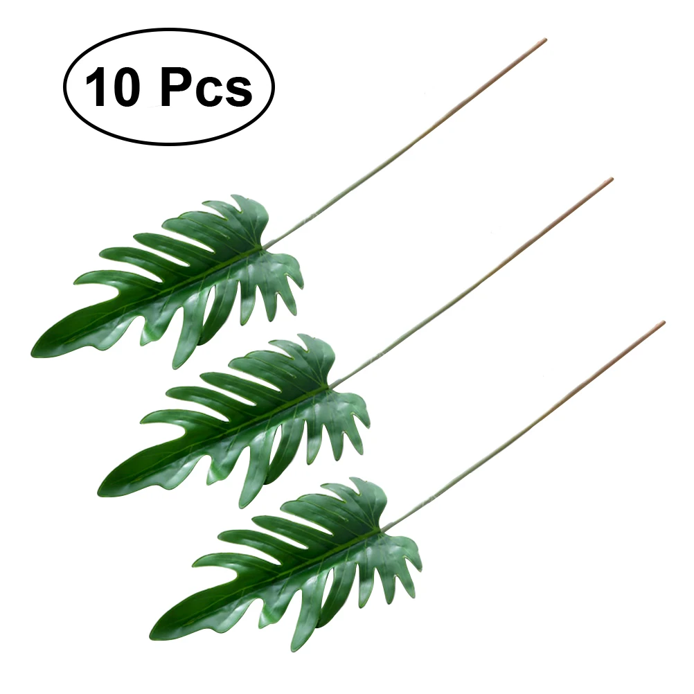 10 шт. разделение листьев Philodendron искусственные листья реалистичные Пластиковые Зеленые растения для офис Декор(зеленый