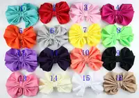 60 ชิ้น/ล็อตขนาดใหญ่ 5 นิ้วผ้า Bows ผมชีฟอง Bows ไม่มีคลิป, bow tie, อุปกรณ์เสริมผม 16 สี