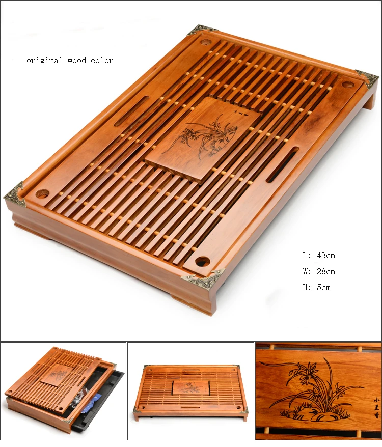 XMT-HOME чайный набор кунг-фу тип ящика Слива чайный лоток твердой древесины хранения деревянный поднос чайный набор