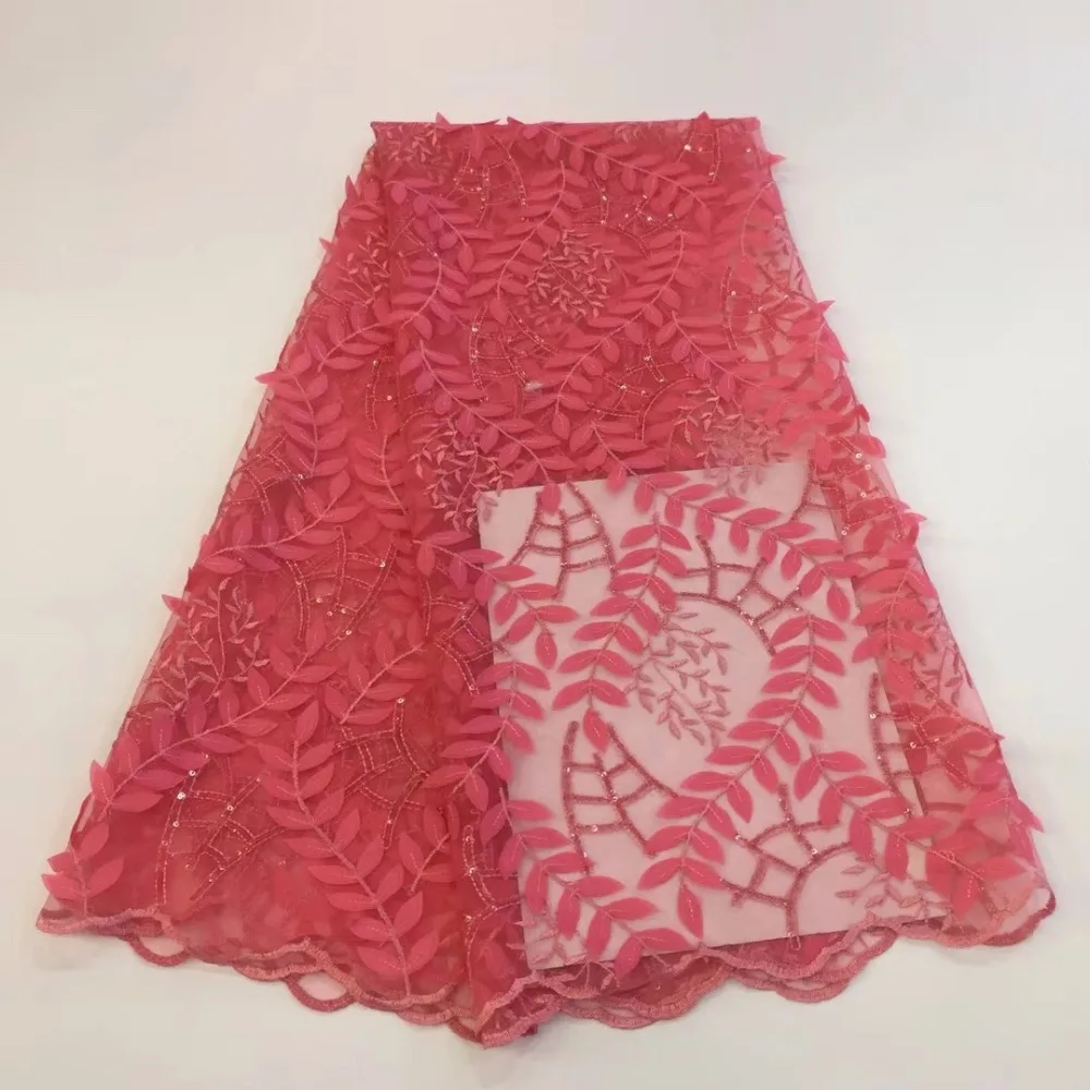 

2019 new African fashion hot sale fabrics, advanced lace beautiful leaf flower embroidery sequin fabric wedding