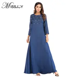 MISSJOY Arabian джинсовое платье Abayas бусы турецкий макси платья марокканский кафтан заклепки vestido джинсы Vestido Tradicional Musulman