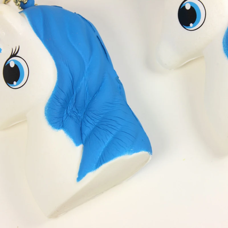 kawaii Squishy Jumbo 10.5cm Blue Unicorn Horse Squishy Slow Rising Stress Relief Toy Squeeze Phone Strap Squishi Kid Juguetes