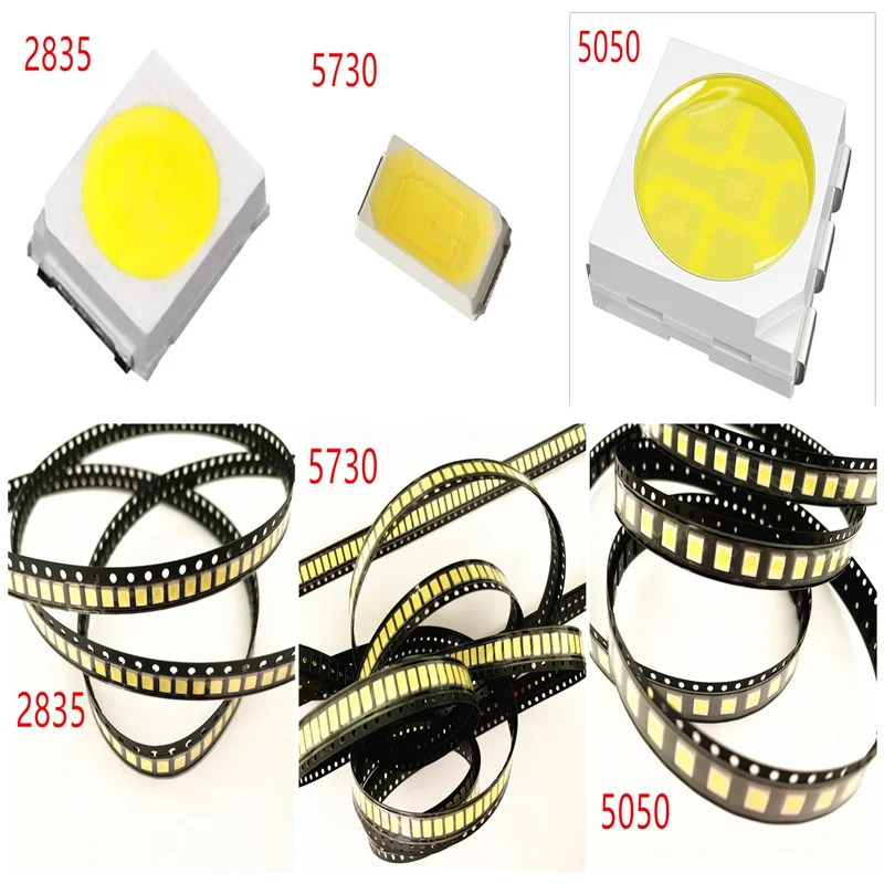 500 шт./лот 0 2 Вт 2835 5050 Светодиодная лампа Bead белый/теплый белый 5 5730 SMD LED Beads Chip DC3.0-3.4V