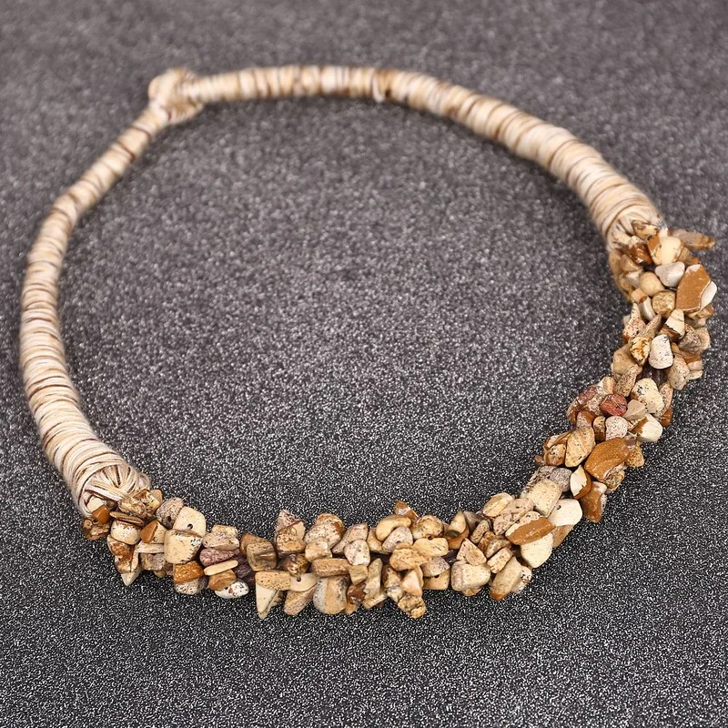 Бразильское ожерелье с камнем тигровый глаз, ожерелье с чипами, колье, массивное ожерелье, ошейник, плетеная веревка, кулоны с кристаллами кварца