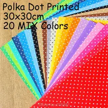 Войлочная ткань в горошек с принтом 20 смешанных цветов Мульти полиэстер DIY нетканый 30 см X 30 см