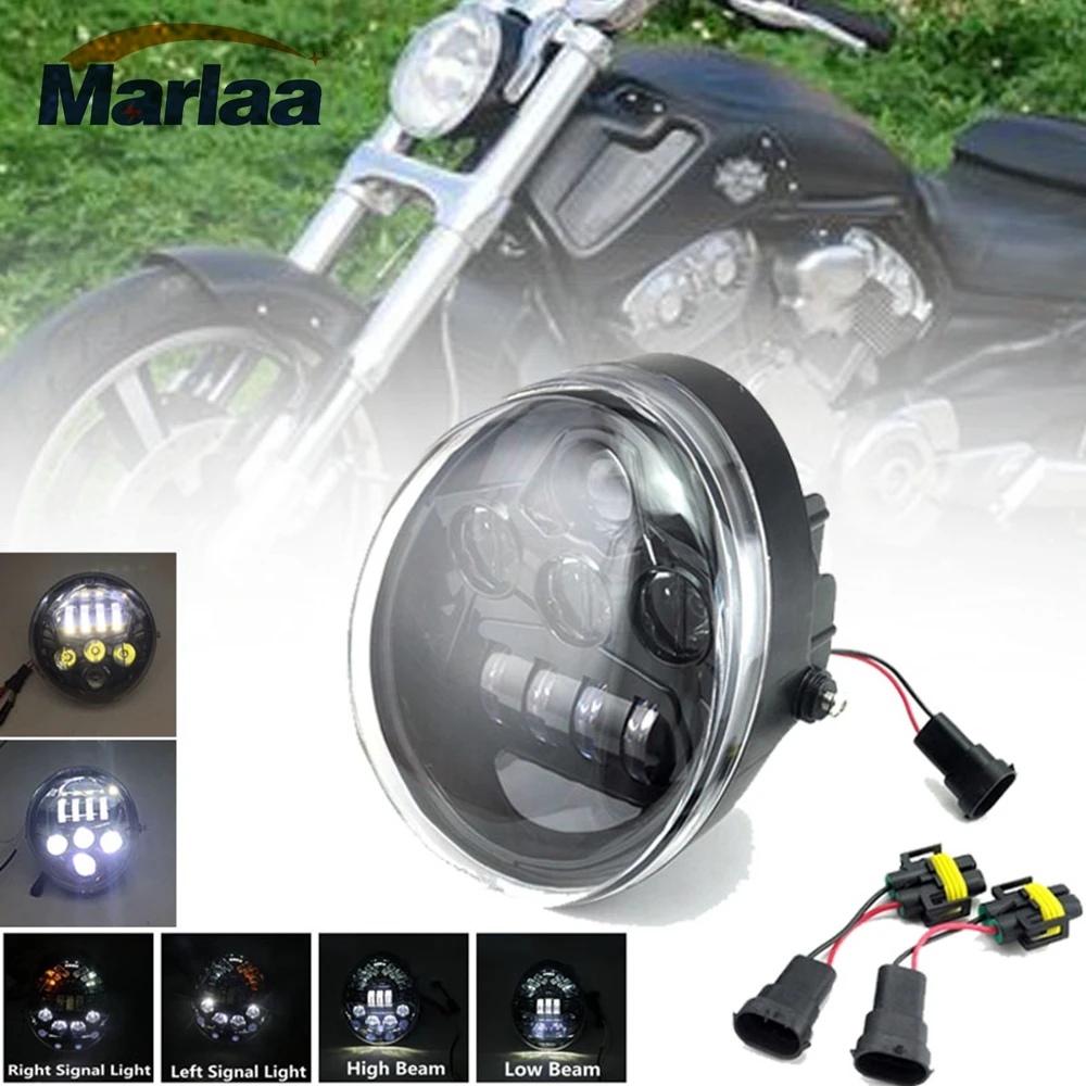 

E9 DOT VRSC/V-ROD Black LED Headlight With High Low Beam Vrod headlight Oval for Harley V Rod VRSCF VRSC VRSCR Harley Headlamp