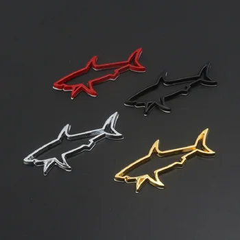 

3D Metal Zinc Alloy Car Sticker Decal Hollow Fish Shark Emblem Badge Shark Label Leaf Board Post-Tail Tail Mark Car-styling