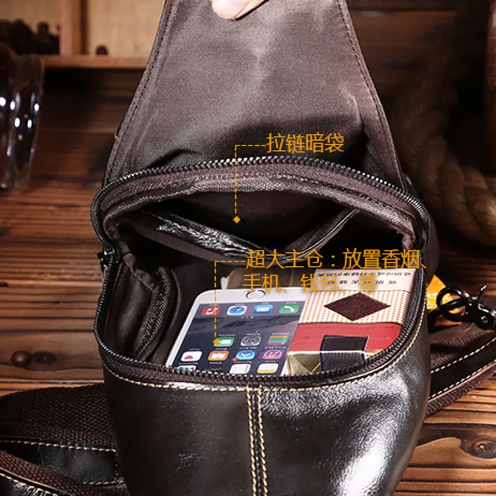 Мужская нагрудная Сумка слинг из натуральной вощеной воловьей кожи|leather doctor bag|bag