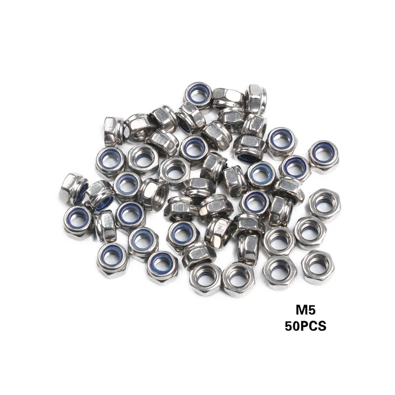 50PC M3 M4 M5 M6 Locknut Slip Nylon Hex Nut DIN985 Galvanized Carbon Steel Self locking Lock Nut|Гайки| |