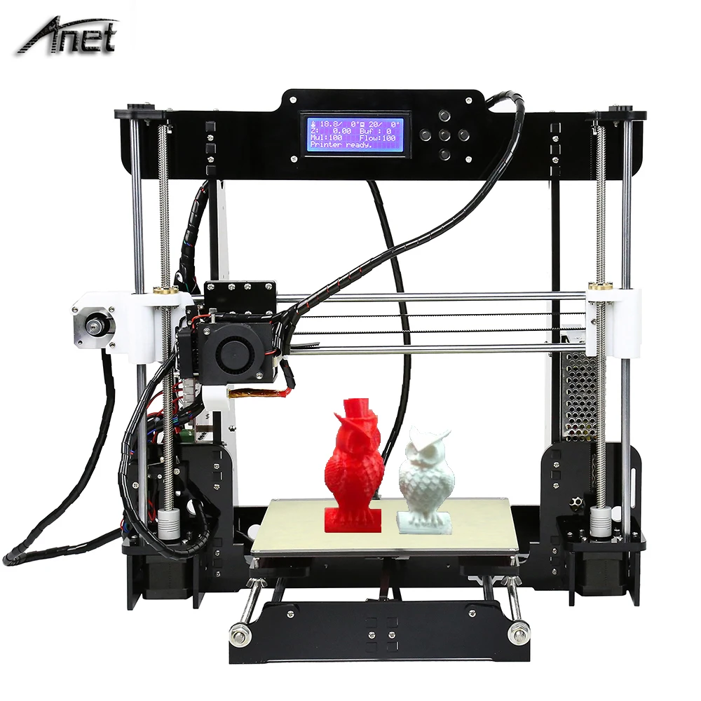 

Anet Classic Model A8 3D Printer Acrylic Frame Aluminium Extruder Reprap Prusa i3 3D Printer DIY Kit with 2004LCD Filament Gift