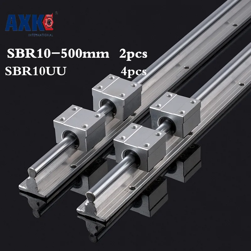 

AXK Cnc Router Parts 2pcs Sbr10 L 500mm Linear Rail Support With 4pcs Sbr10uu Guide Auminum Bearing Sliding Block Cnc Parts