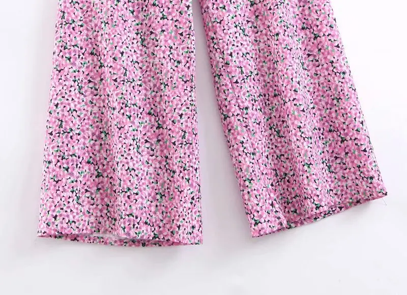 Для женщин Винтаж с цветочной расцветкой, узкие брюки клеш Шикарные Длинные брюки mujer женский цветок саше с рисунком
