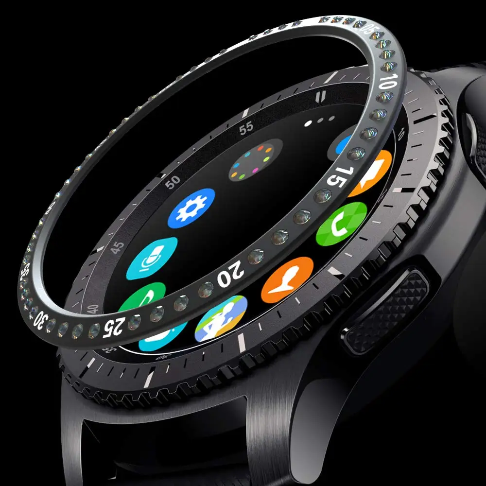 

1pc Fashion Bling Diamond Bezel Cover Protector Ring Frame Dial Adhesive Case For Samsung Gear S3 S4 Galaxy Watch 46mm 42mm
