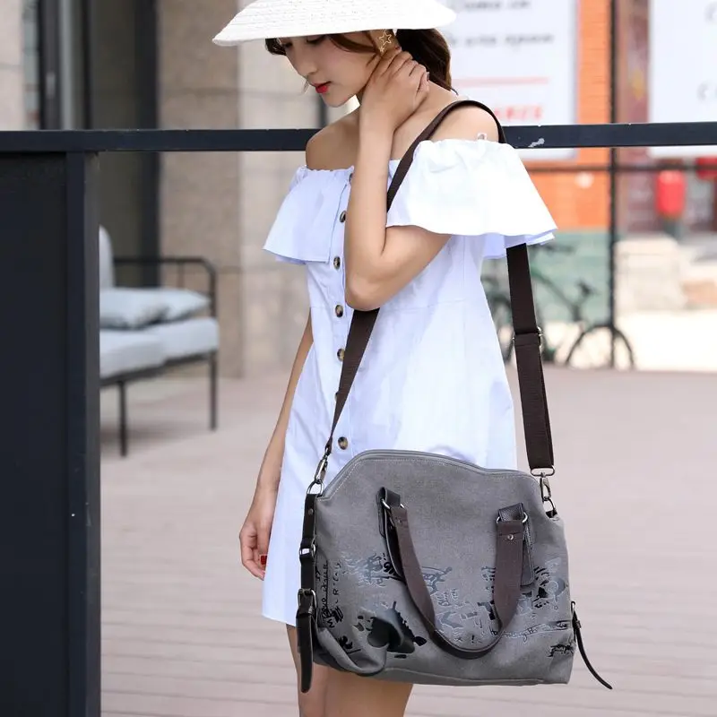 Женские сумки через плечо, винтажные холщовые сумки с граффити, известный дизайнер, женские сумки на плечо, женские сумки, модная большая сумка L55
