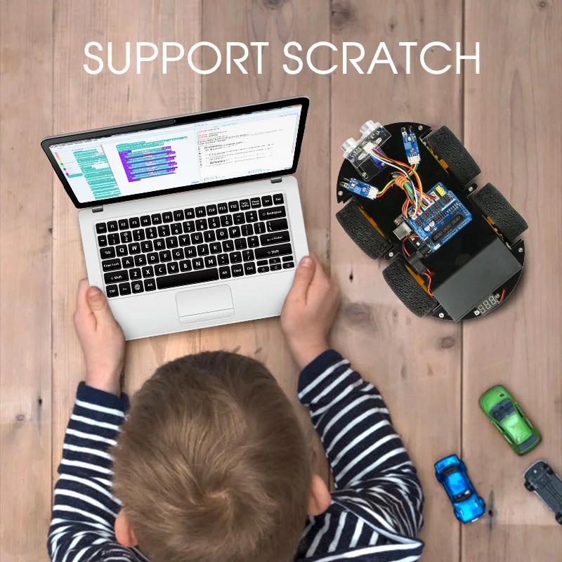 4WD Roboter Auto Kit für Arduino mit Ble UNO, mit Scratch, app Unterstützung IOS/Android Wifi Pädagogisches STEM Spielzeug Kein Löten Benötigt 4WD Roboter Auto Kit für Arduino mit Ble UNO, mit Scratch, app Unterstützung IOS/Android Wifi Pädagogisches STEM Spielzeug Kein Löten Benötigt