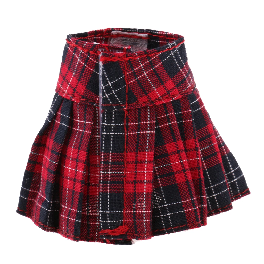 Classic Pleated Skirt Dress for 12inch Blythe Doll Party Casual Outfit red/green/black/pink