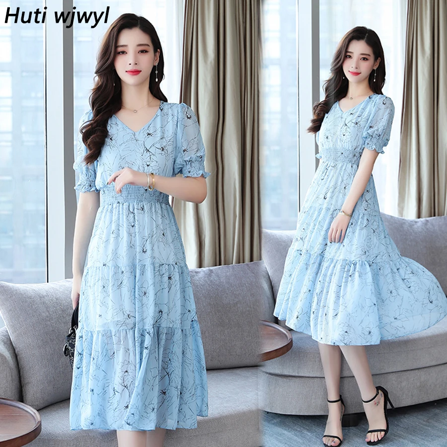 

Summer Vintage Chiffon Dresses Plus Size Maxi Sundress Boho 2019 Elegant Women Sexy Midi Dresses Party Beach Long Dress Vestidos