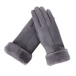 Зимние перчатки женские из искусственной замши на открытом воздухе полный палец перчатки непромокаемые плюшевые теплые перчатки варежки