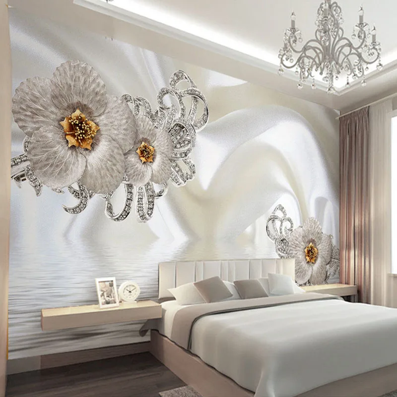 

Custom Photo Wallpaper Living Room TV Background Wall Papers Home Decor Silk Cloth Diamond Flower Large Wall Art Mural Painting