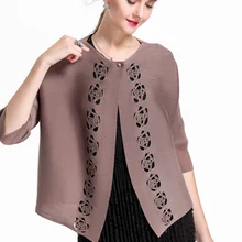 Модный Джокер складные полурукава однотонное пальто с круглым вырезом открытое пальто