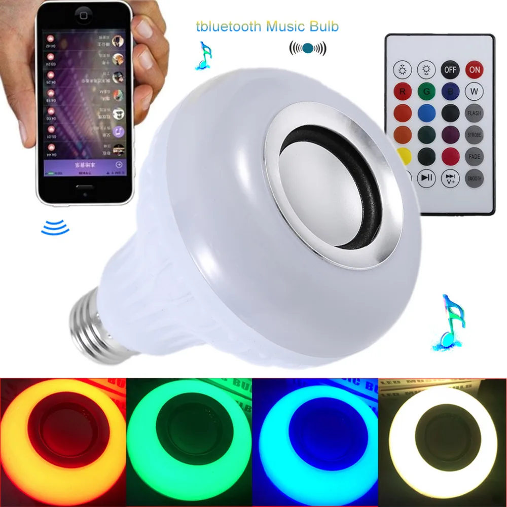Icoco Беспроводной Bluetooth Дистанционное управление мини Smart Audio Динамик аудио RGB Аудио 24 LED E27 Красочные игры и Освещение