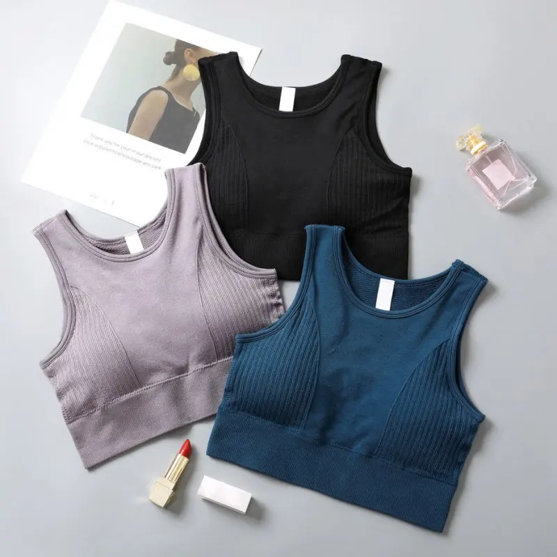 

NEW Women Breathable Shockproof Padded Athletic Gym Running Seamless Fitness Yoga Vest Sport Bra Tops