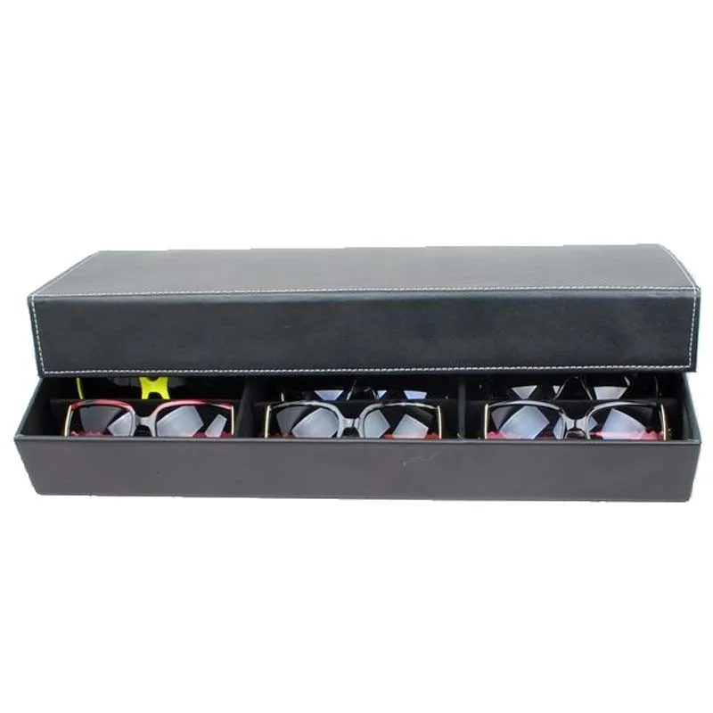 Бесплатная доставка mordoa Высококачественная кожа Очки 12 Сетка Коробка для хранения солнца Очки Дисплей Box 3D Очки Дисплей стойки/ полки