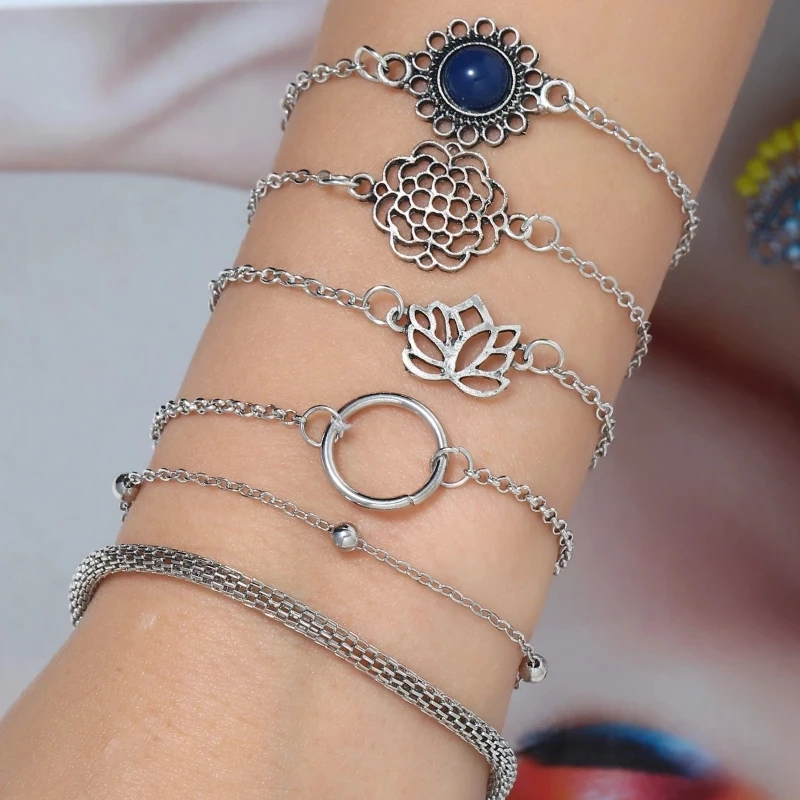 6 шт./компл. 2 стиля богемный многоуровневый акриловый ипомея белая браслеты и браслеты для женщин леди Шарм вечерние летние ювелирные изделия