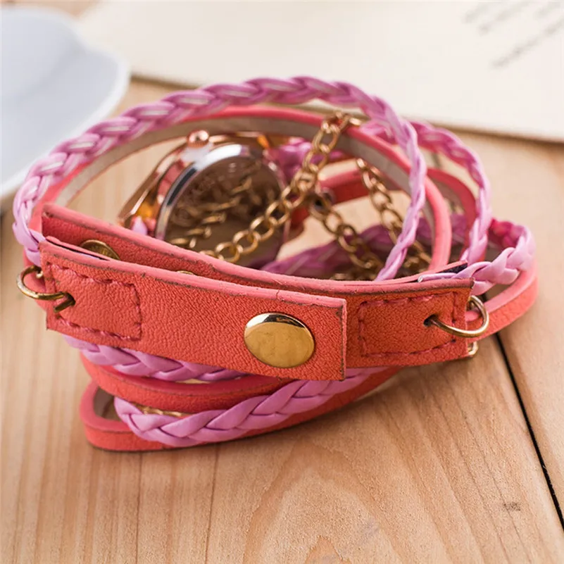 New Fashion Women's watches casual watches Around Bracelet Watch Synthetic Leather Chain Watch Clocks Female Reloj mujer M11 (10)
