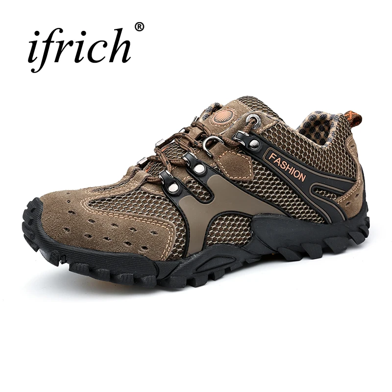

Ifrich 2019 Men Hiking Shoes Sneakers Rubber Mountain Shoes Climbing Men Leather Summer Outdoor Trekking Shoes Men Hiking Boots