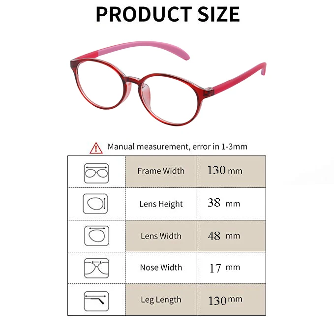 Sunglasses Frame Size Chart