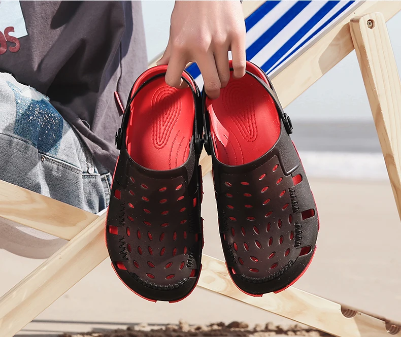 Новая прозрачная Летняя обувь Высокое качество Для Мужчин's Повседневное обувь Cave модные пляжные сандалии тапочки с отверстиями Для мужчин флип-флоп светильник сандалии