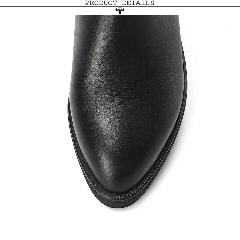 EGONERY/Женская обувь новые зимние выразительные сапоги до колена из натуральной кожи ручной работы с круглым носком обувь на среднем каблуке, на молнии, большие размеры