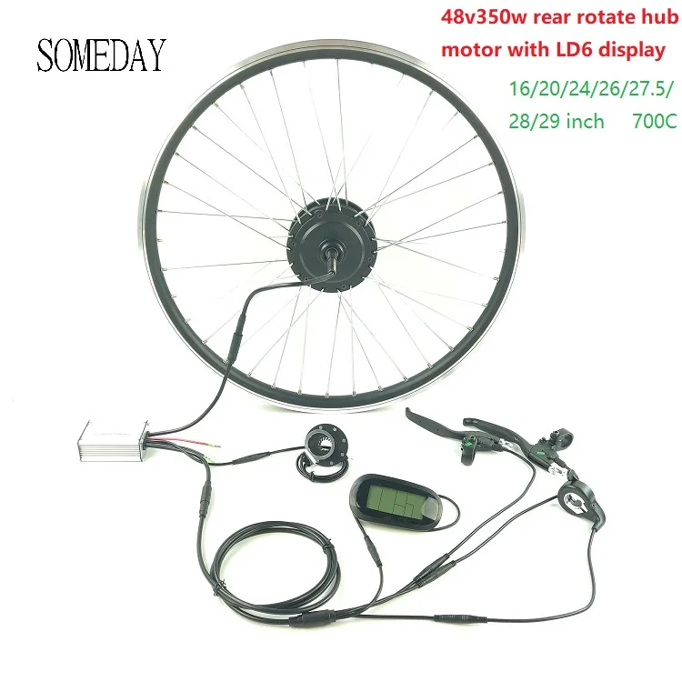 

SOMEDAY 48V350W Electric Bicycle conversion kit Whole Waterproof Cable E-bike Rear rotate hub Motor with LCD6 display
