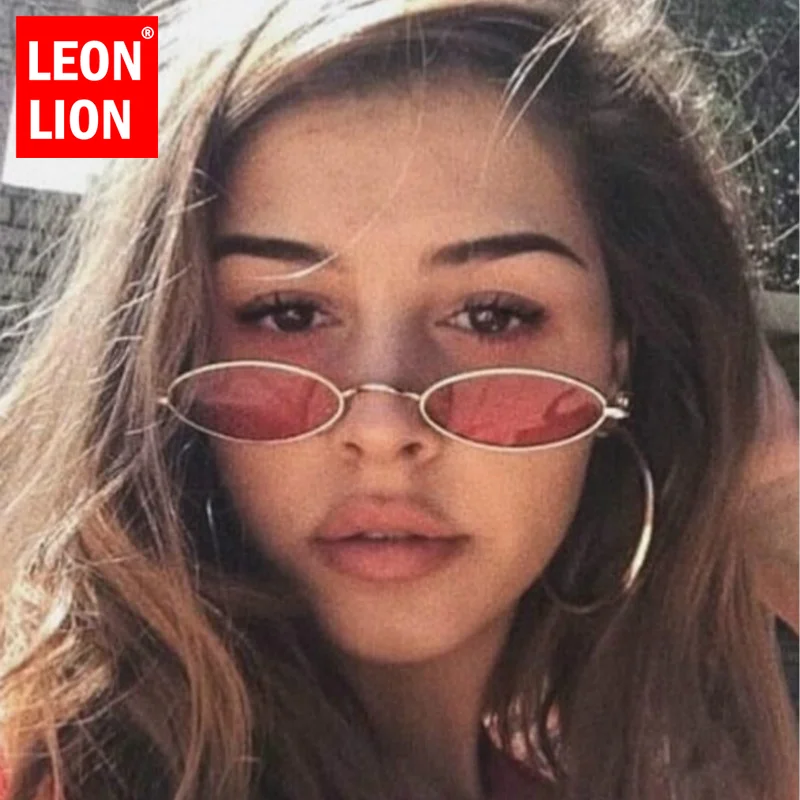 LEONLION 2021 Small Oval Sunglasses For Men Male Retro Metal Frame Yellow Red Vintage Round Sun Glasses Women | Аксессуары для