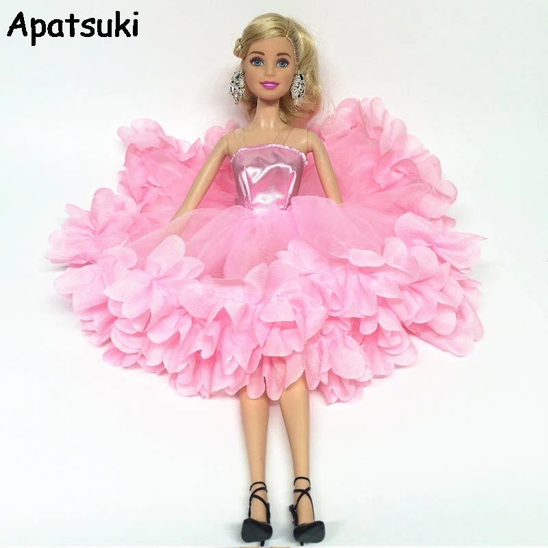 

Pink Multi-layer Clothes For Barbie Doll Dress Fashion Off-shoulder One-piece Party Dresses For 1/6 BJD Dolls Accessories Toy