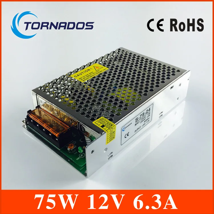 

75w 12V 6.3A Switching led DC Power Supply non-waterproof led driver 12V for LED strip light block power Free shipping