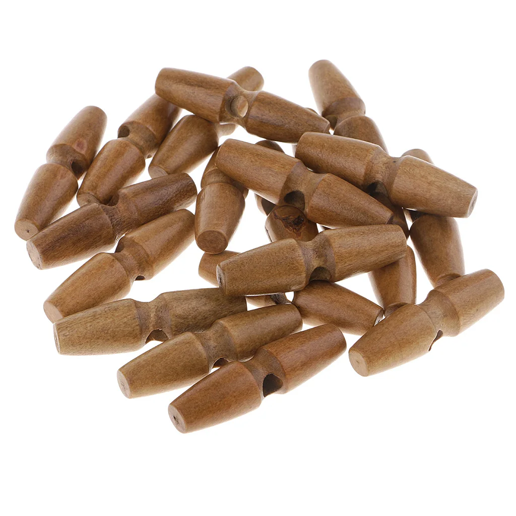 20Pcs Wooden Toggle Buttons for Duffle Coat Sewing, Crafts, Jewelery Making